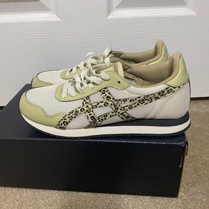 Women’s 6.5 ASICS sneakers- tan w/ leopard detail
